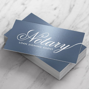 Notary Loan Signing Agent Typography Dusty Blue Visitenkarte