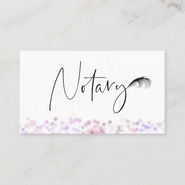 *~* NOTARY Pen Feather Signing Agent FOTO Visitenkarte (Vorderseite)