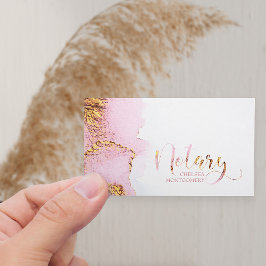 Notary Pink Watercolor und Gold Calligraphy Visitenkarte