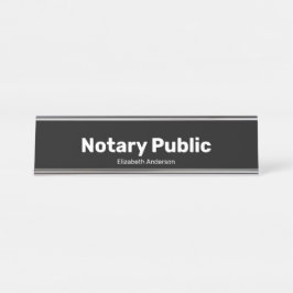 Notary Public and Name Text Template Black Schreibtischnamensplakette