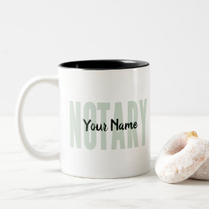 Notary Public Big Schriftart verblasst grün, kunde Zweifarbige Tasse