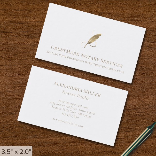 Notary Public Elegante Feather Card Visitenkarte (Von Creator hochgeladen)