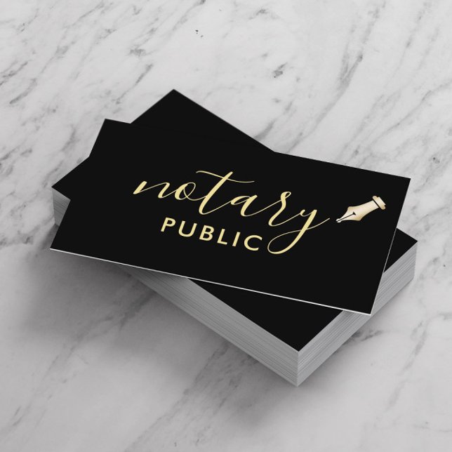 Notary Public Elegante Script Schlicht Black Visitenkarte (Von Creator hochgeladen)