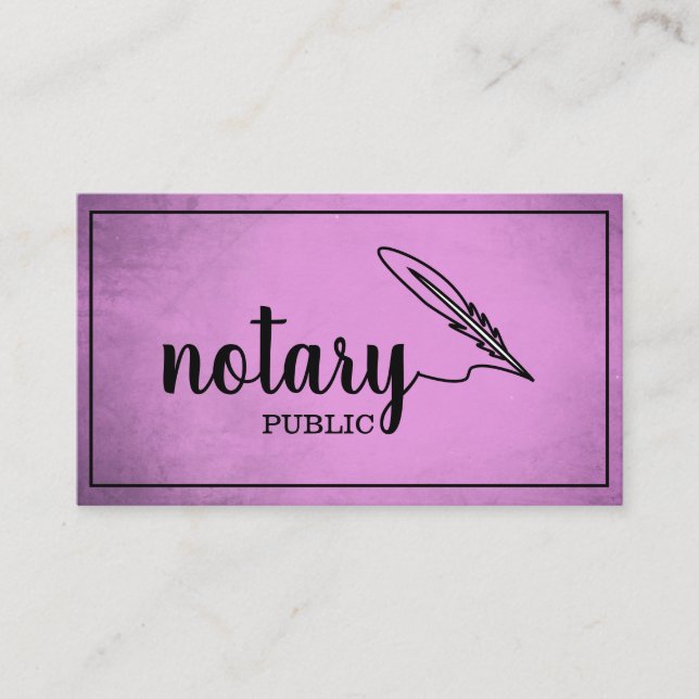 Notary Public Elegante Script Schlicht Black & Whi Visitenkarte (Vorderseite)
