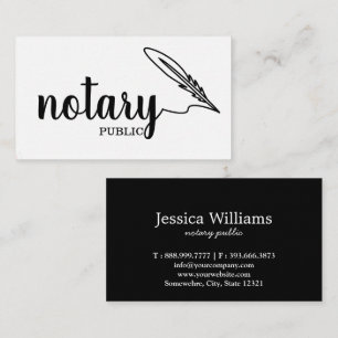Notary Public Elegante Script Schlicht Black & Whi Visitenkarte