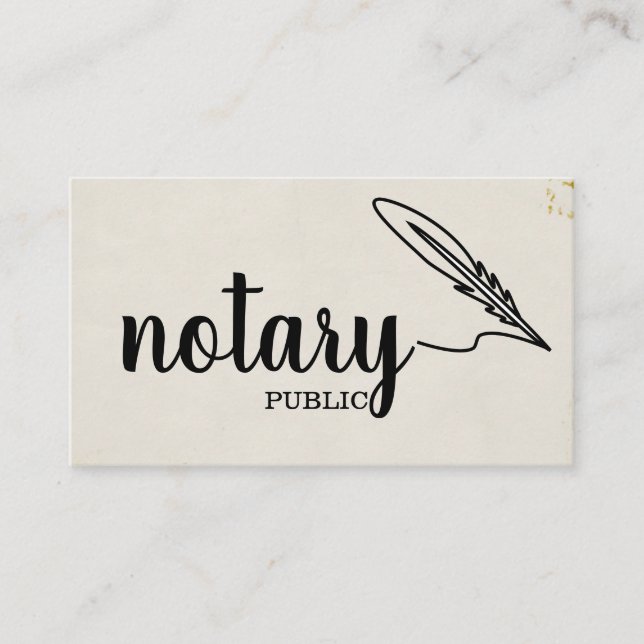 Notary Public Elegante Script Schlicht Black & Whi Visitenkarte (Vorderseite)