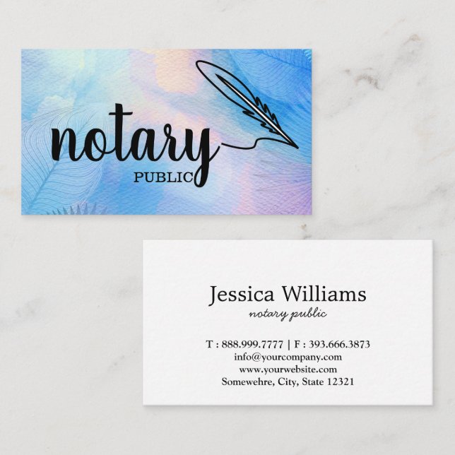 Notary Public Elegante Script Schlicht Business Ca Visitenkarte (Vorne/Hinten)