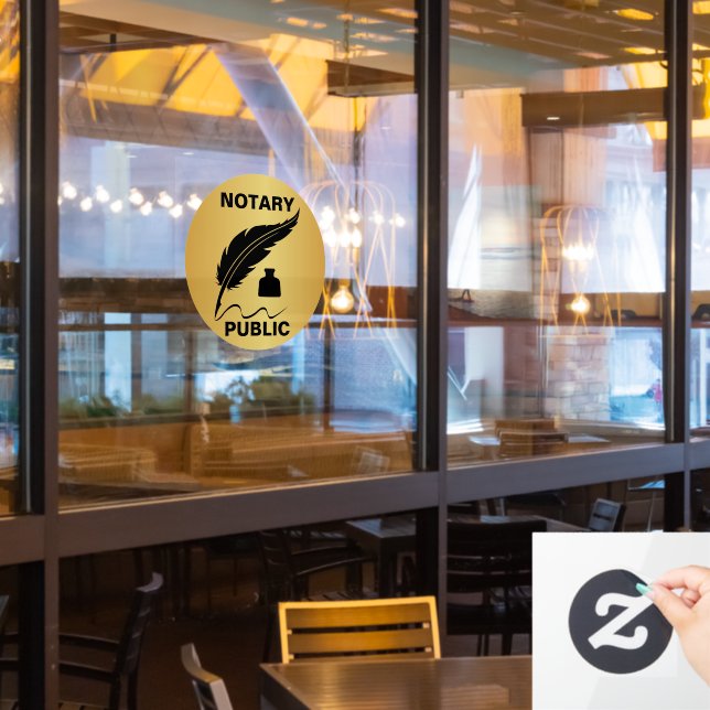 Notary Public Gold Black Ink Front Fensteraufkleber (Restaurantfenster)