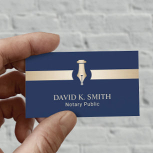 Notary Public Golden Pen Elegante Navy Blue Visitenkarte