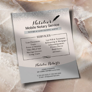 Notary Public Loan Signing Agent Silver Glitter Flyer