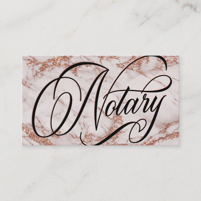 Notary Rose Gold Marble Typografy Visitenkarte (Vorderseite)
