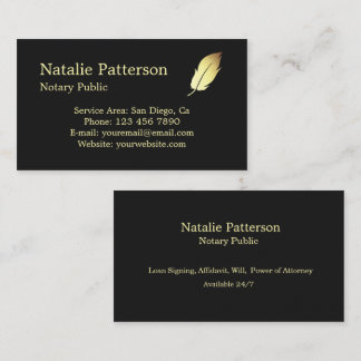 Notary Services Black Modern Business Card Visitenkarte