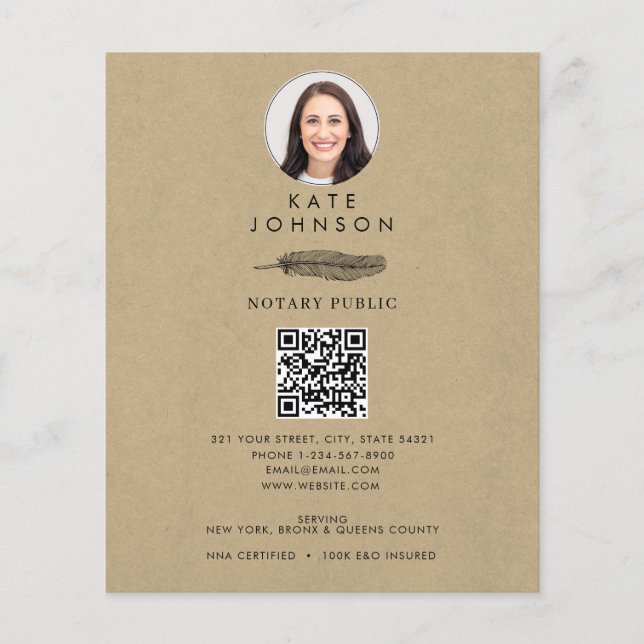 Notary Signary Agent Feather Kraft Logo-Foto Flyer (Vorne)