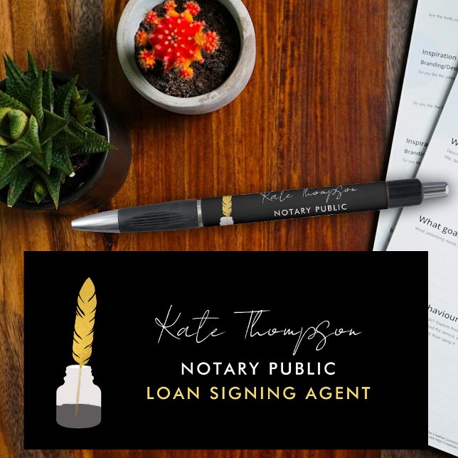 Notary Signing Agent Feather Quill Black Gold Kugelschreiber (Notary Signing Agent Feather Quill Black Gold Pen)