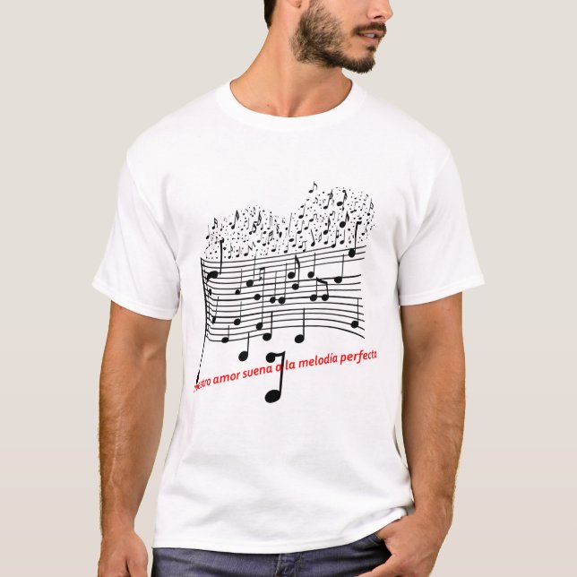Notas de Amor: Ilustración Musical en Acuarela par T-Shirt (Vorderseite)