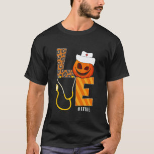 Notaufnahme-Krankenschwester Halloween-Kürbis Leop T-Shirt