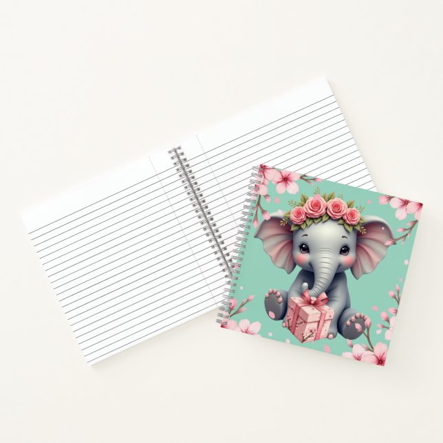 Note book with elephant design. notizbuch (Innenseite)