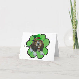 Note Card Basset Hound Happy St.Patrick's Clover Karte