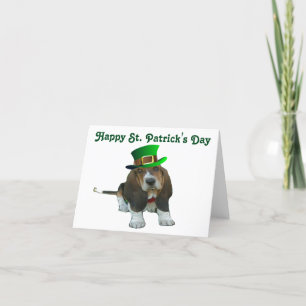 Note Card Basset Hound Happy St.Patrick's Karte