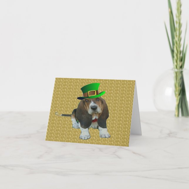 Note Card Basset Hound Happy St.Patrick's Karte (Vorderseite)