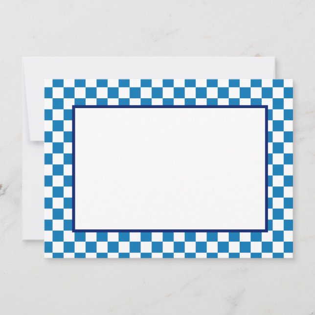 Note Card-Blue & White Checkers Mitteilungskarte (Vorderseite)