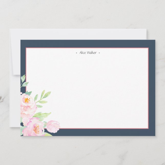 Note Card Dusty Blue Peonies Mitteilungskarte (Vorderseite)