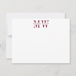 Note Card für muffe Burgundy Monogram Mitteilungskarte