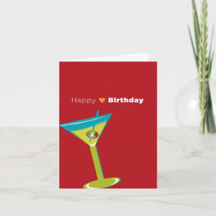 Note Card_Happy Birthday Martini Karte
