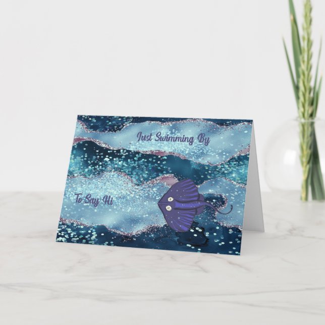 Note Card in Blue Sea Design Dankeskarte (Vorderseite)