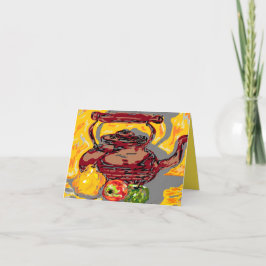 Note Card Leere Inside Tea Wasserkocher mit Frucht Karte