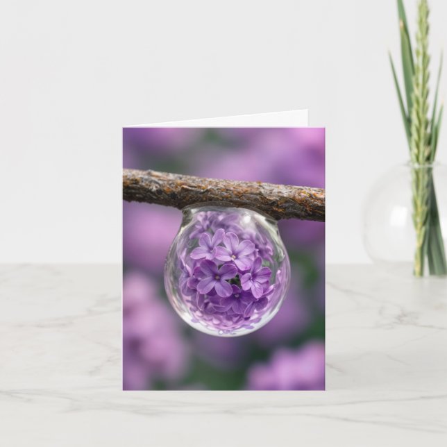 Note Card Lilac Blossom Reflected in Raindrop Karte (Vorderseite)