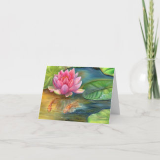 Note Card - Lotus Blume and Goldfish Karte