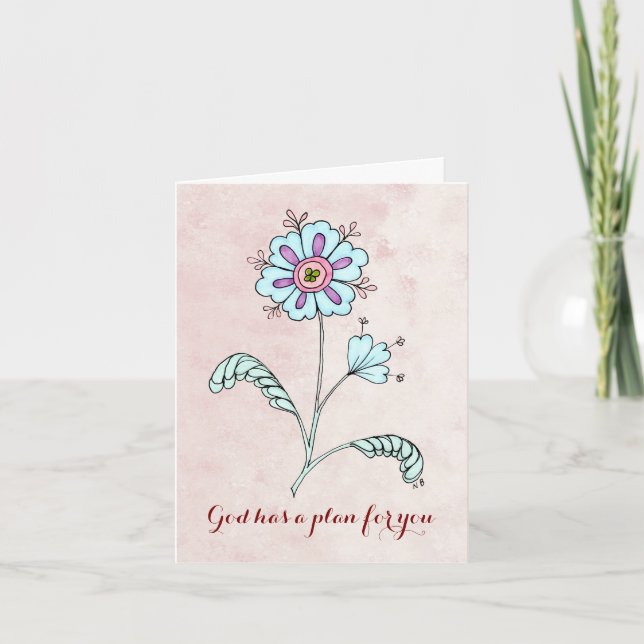 Note Card mit Blue Whimsical Blume Karte (Vorderseite)