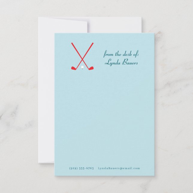 Note Card Preppy Blue and Red Golf Stationery Dankeskarte (Vorderseite)