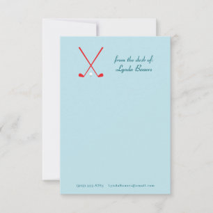 Note Card Preppy Blue and Red Golf Stationery Dankeskarte