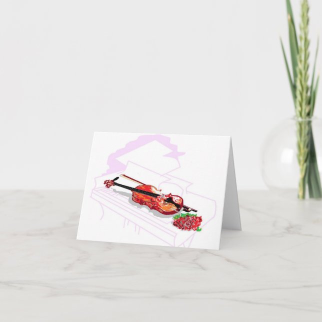 Note Card Violine Rose im Piano Karte (Vorderseite)