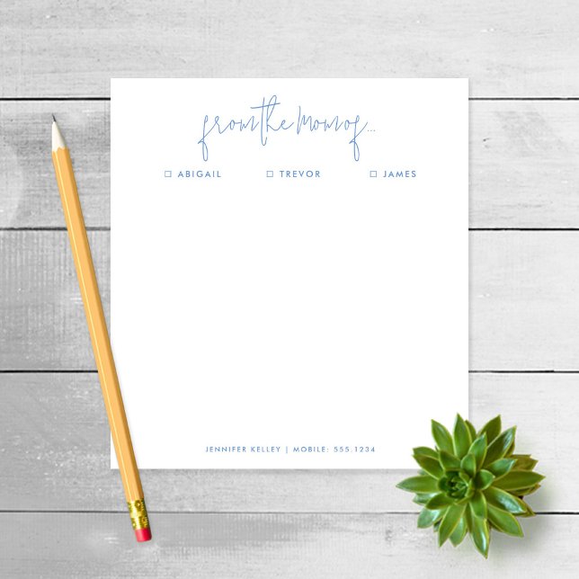 Note "From the Mama" to School, Blue Notepad Notizblock (Von Creator hochgeladen)