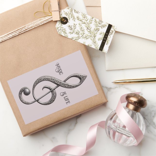 Note für benutzerdefinierten Text Musical Clef Rechteckiger Aufkleber (Schenken)