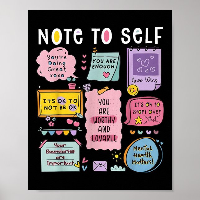 Note To Self Psychologist Mental Health Awareness  Poster (Vorne)
