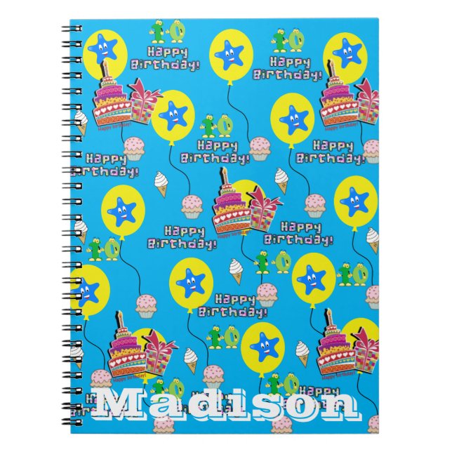 Notebook, #10 Happy 10 th Birthday Notes Blue Notizblock (Vorderseite)