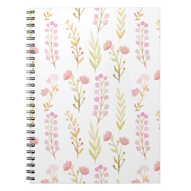 Notebook (16,5 x 22,2 cm) - Muster der rosa Blume Notizblock (Vorderseite)