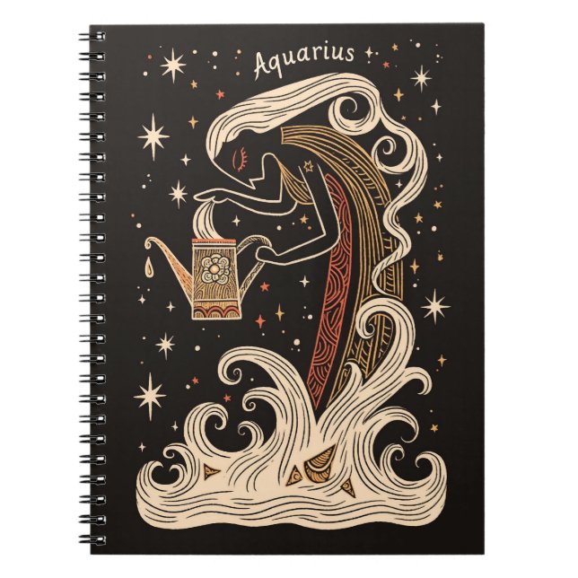Notebook Aquarius Celestial Zodiac Art Notizblock (Vorderseite)