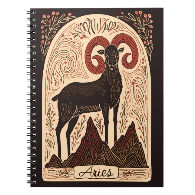 Notebook Aries Celestial Zodiac Art Notizblock (Vorderseite)