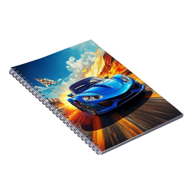 Notebook - Blauer Sportwagen Notizblock (Rechte Seite)
