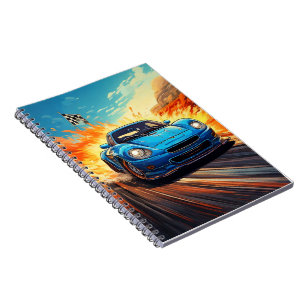 Notebook - Blauer Sportwagen Notizblock