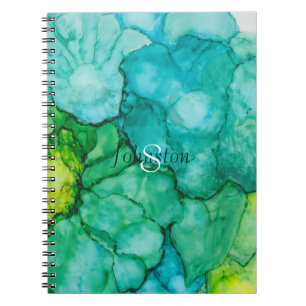 Notebook "Blue Green Blume" personalisieren Notizblock