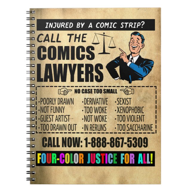 Notebook "Call the Comic Lawyers" Notizblock (Vorderseite)