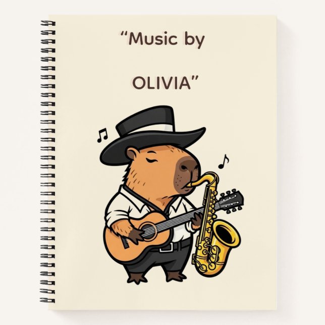  Notebook – Capybara Music Notes Notizbuch (Vorderseite)