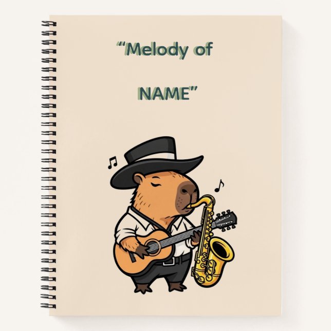  Notebook – Capybara Music Notes  Notizbuch (Vorderseite)