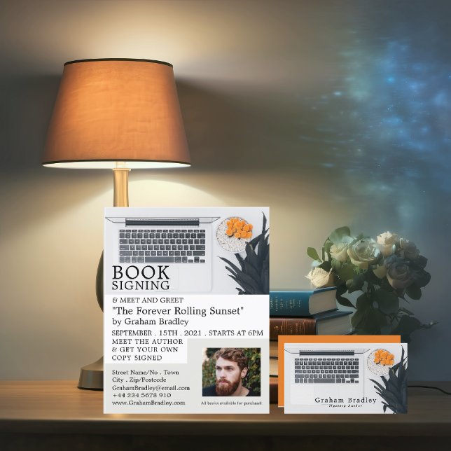 Notebook-Display, Autoren Buchsignatur-Werbung Flyer (Von Creator hochgeladen)